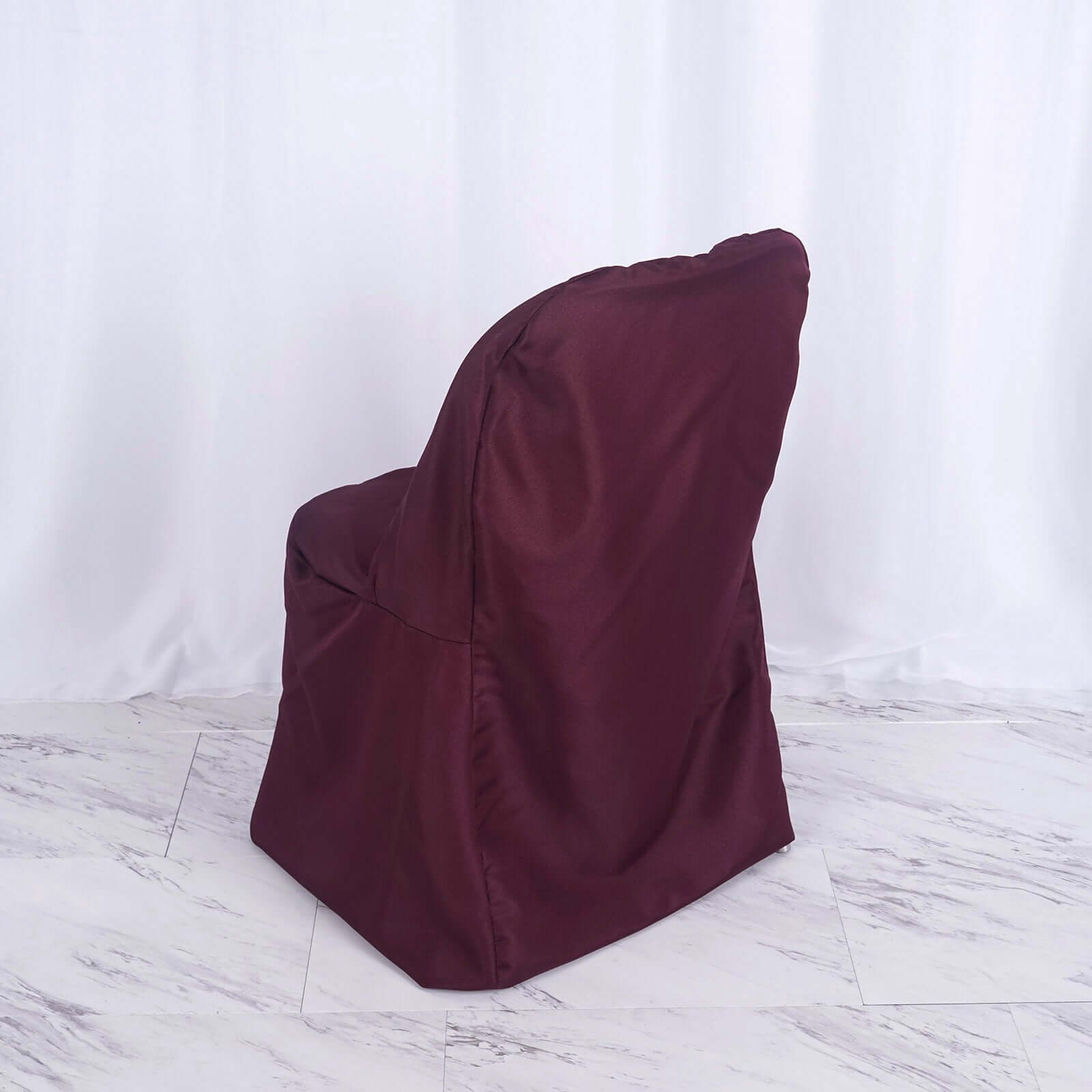 Polyester Slip On Folding Chair Covers Burgundy - Stain-Resistant Reusable Durable Fabric