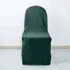 Polyester Slip On Banquet Chair Covers Hunter Emerald Green - Stain-Resistant Reusable Durable Fabric