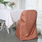 Polyester Slip On Folding Chair Covers Terracotta (Rust) - Stain-Resistant Reusable Durable Fabric