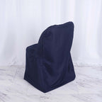 Polyester Slip On Folding Chair Covers Navy Blue - Stain-Resistant Reusable Durable Fabric