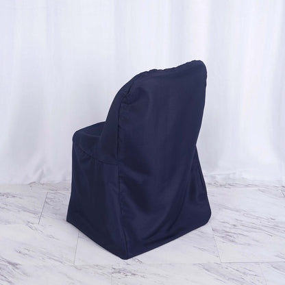 Polyester Slip On Folding Chair Covers Navy Blue - Stain-Resistant Reusable Durable Fabric