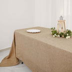 Faux Burlap Jute 60"x102" Rectangle Tablecloth Natural - Rustic Event Table Linen