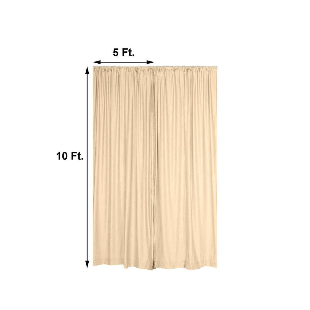 2 Pack Champagne Scuba Polyester Event Curtain Drapes, Durable Flame Resistant Backdrop Event Panels Wrinkle Free with Rod Pockets - 10ftx10ft
