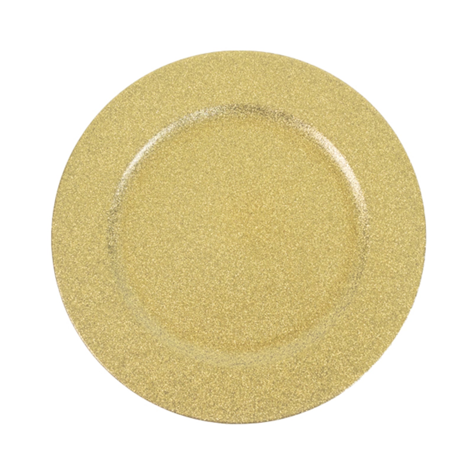 6-Pack Acrylic Plastic Round Charger Plates 13" in Gold with Dust Free Glitter Finish, Decorative Dinner Party Charger Tableware