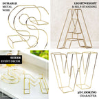8" Tall Gold Freestanding 3D Decorative Wire Letter, Wedding Centerpiece - U