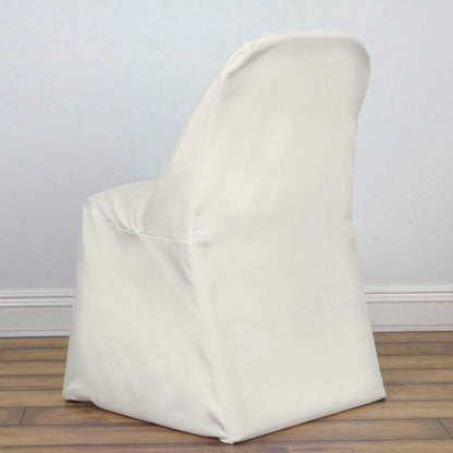 Polyester Chair Cover Ivory for Folding Chairs - Durable and Reusable Slip-On Cover