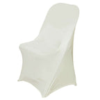 Stretch Spandex Chair Cover Ivory for Folding Chairs - Reusable & Wrinkle-Resistant 160GSM Fitted Slipcover