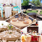 Faux Burlap Jute 108" Round Tablecloth Natural - Rustic Event Table Linen