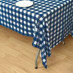 5-Pack Plastic Table Covers Navy Blue Checkered Rectangle - Durable PVC Disposable Covers for Events 54"x108"