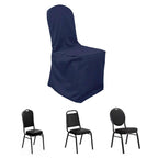 Polyester Slip On Banquet Chair Covers Navy Blue - Stain-Resistant Reusable Durable Fabric