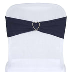 5 Pack Stretch Spandex Chair Sashes Navy Blue - Fitted Finish Two Ply Heavy Duty Chair Bands 5"x12"