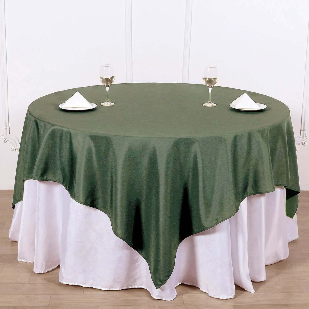 Polyester 70"x70" Table Overlay Square Tablecloth Olive Green - Wrinkle-Resistant & Durable Table Cover