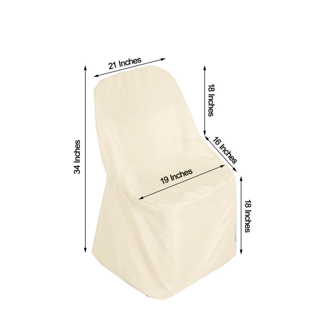 Polyester Slip On Folding Chair Covers Beige - Stain-Resistant Reusable Durable Fabric