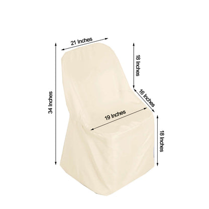 Polyester Slip On Folding Chair Covers Beige - Stain-Resistant Reusable Durable Fabric