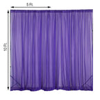 2 Pack Purple Sheer Chiffon Event Curtain Drapes, Durable Flame Resistant Organza Backdrop Event Panels With Rod Pockets - 10ftx10ft