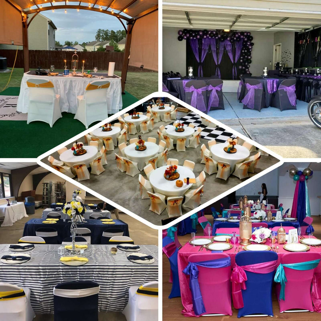 Stretch Spandex Chair Cover Purple for Folding Chairs - Reusable & Wrinkle-Resistant 160GSM Fitted Slipcover