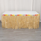 Raffia Grass Table Skirt Natural - Rustic Skirt for Hawaiian Party Decor 9ft