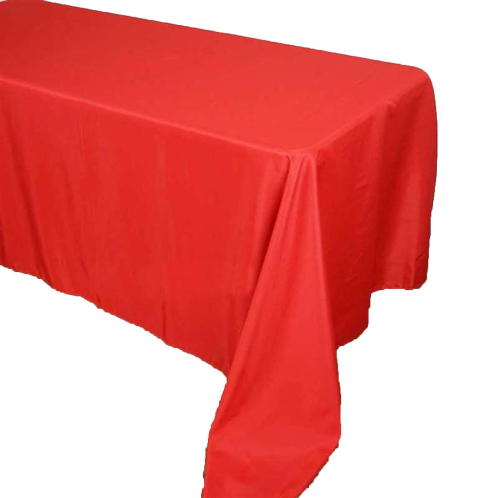 Polyester 90"x132" Rectangle Tablecloth Red - Seamless Wrinkle-Resistant Table Cover
