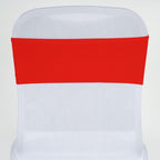 5 Pack Stretch Spandex Chair Sashes Red - Fitted Finish Two Ply Heavy Duty Chair Bands 5"x12"