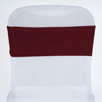 5 Pack Stretch Spandex Chair Sashes Burgundy - Fitted Finish Two Ply Heavy Duty Chair Bands 5"x12"