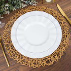 6-Pack Table Placemats Woven Fiber Design Natural Round - Disposable Mats for Dining and Events 15"