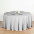 Polyester 132" Round Tablecloth Silver - Seamless Chic Table Cover