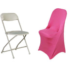 Stretch Spandex Chair Cover Fuchsia for Folding Chairs - Reusable & Wrinkle-Resistant 160GSM Fitted Slipcover