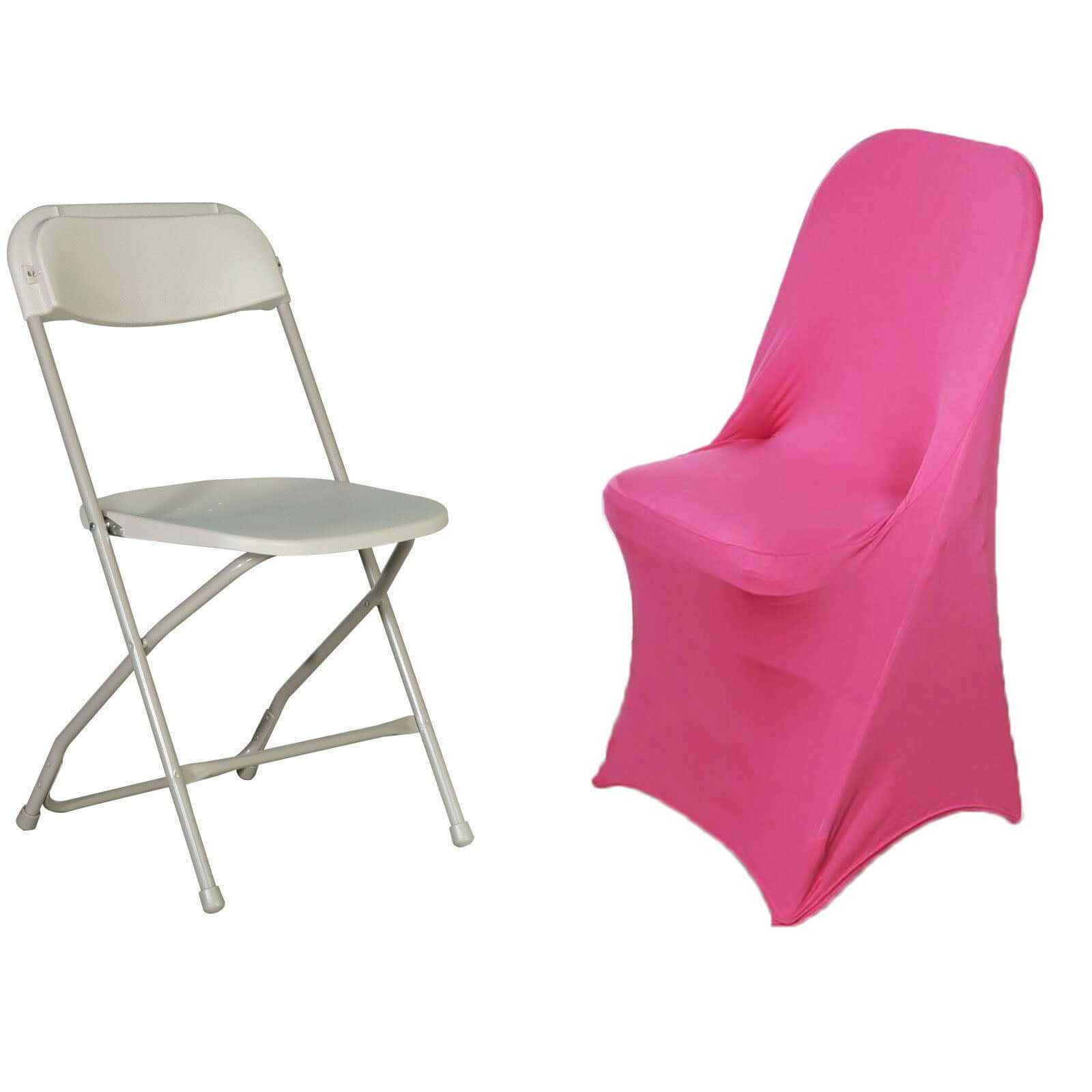 Stretch Spandex Chair Cover Fuchsia for Folding Chairs - Reusable & Wrinkle-Resistant 160GSM Fitted Slipcover