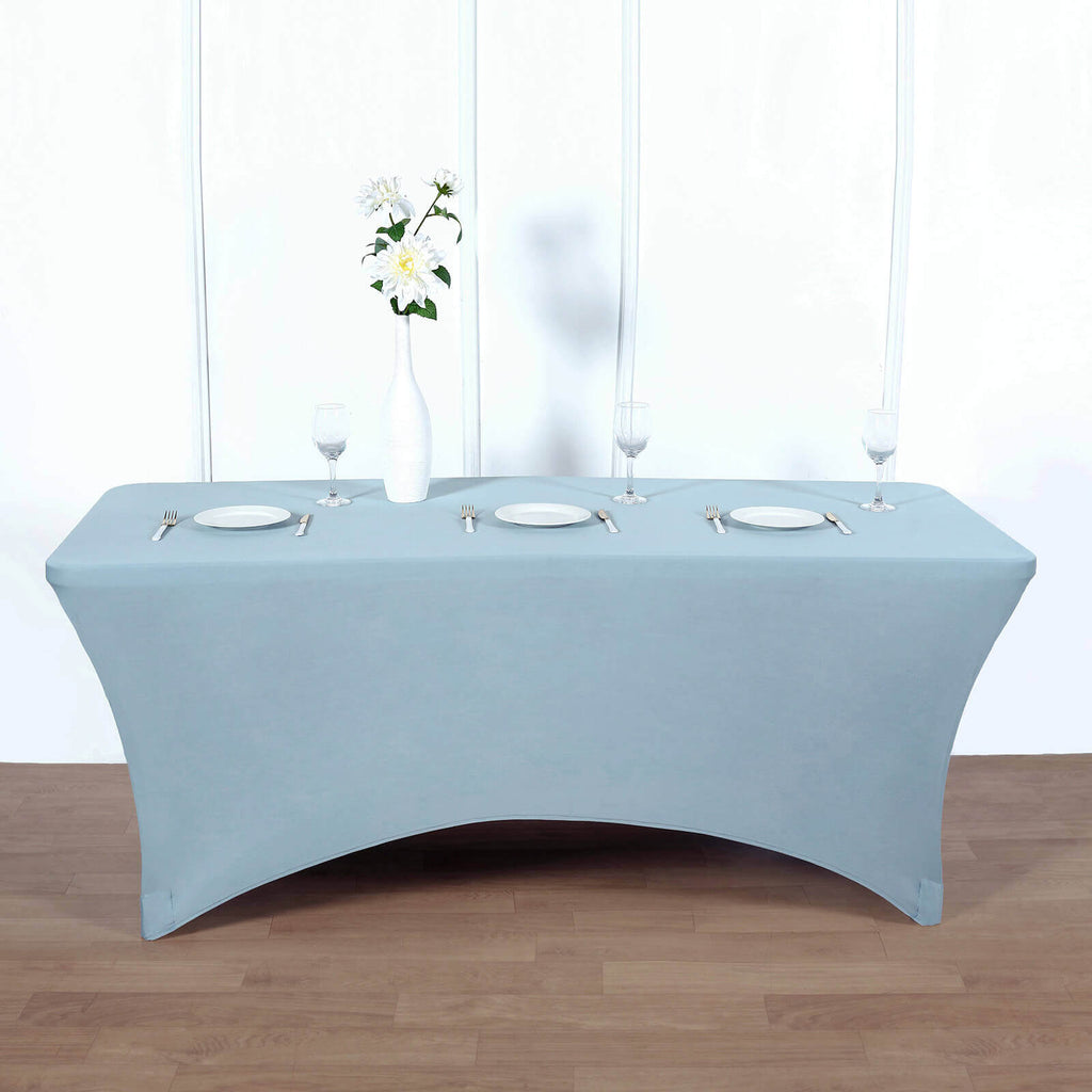 Stretch Spandex 96"x30" Rectangle Table Cover Dusty Blue - Durable Form-Fitting Tablecloth