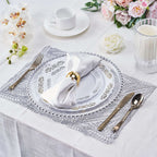 6-Pack Table Mats Wheat Design Silver - Vinyl Rectangle Non-Slip Surface for Stylish Settings 12"x18"