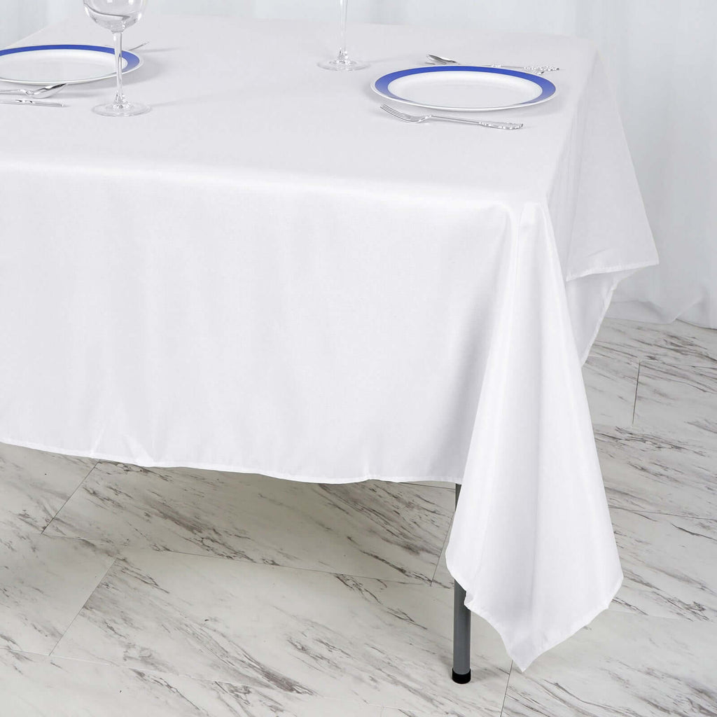 Polyester Square 70"x70" Tablecloth White - Wrinkle-Resistant & Durable Table Cover for Events