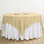 Polyester 70"x70" Table Overlay Square Tablecloth Champagne - Wrinkle-Resistant & Durable Table Cover