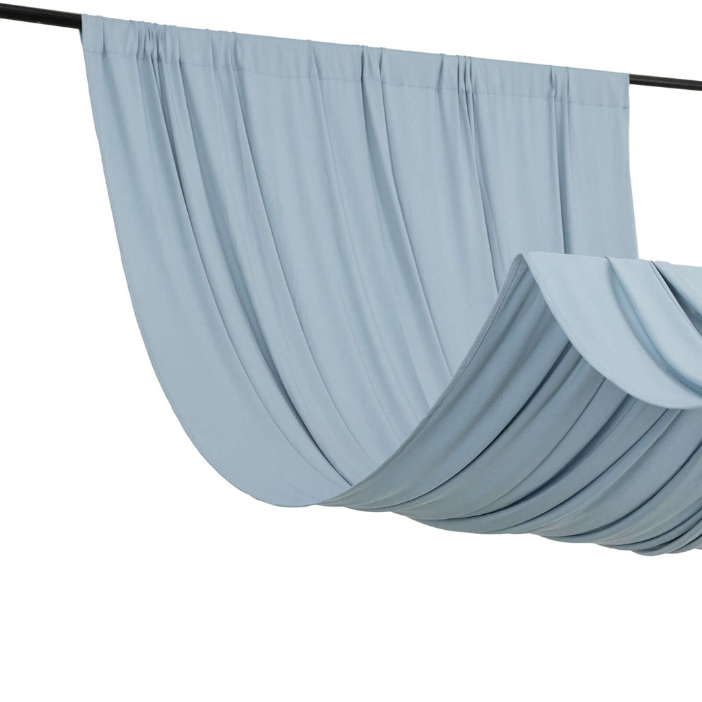 Dusty Blue 4 - Way Stretch Spandex Event Curtain Drapes, Wrinkle Free Backdrop Event Panel with Rod Pockets - 5ftx10ft - Bell Racket Store