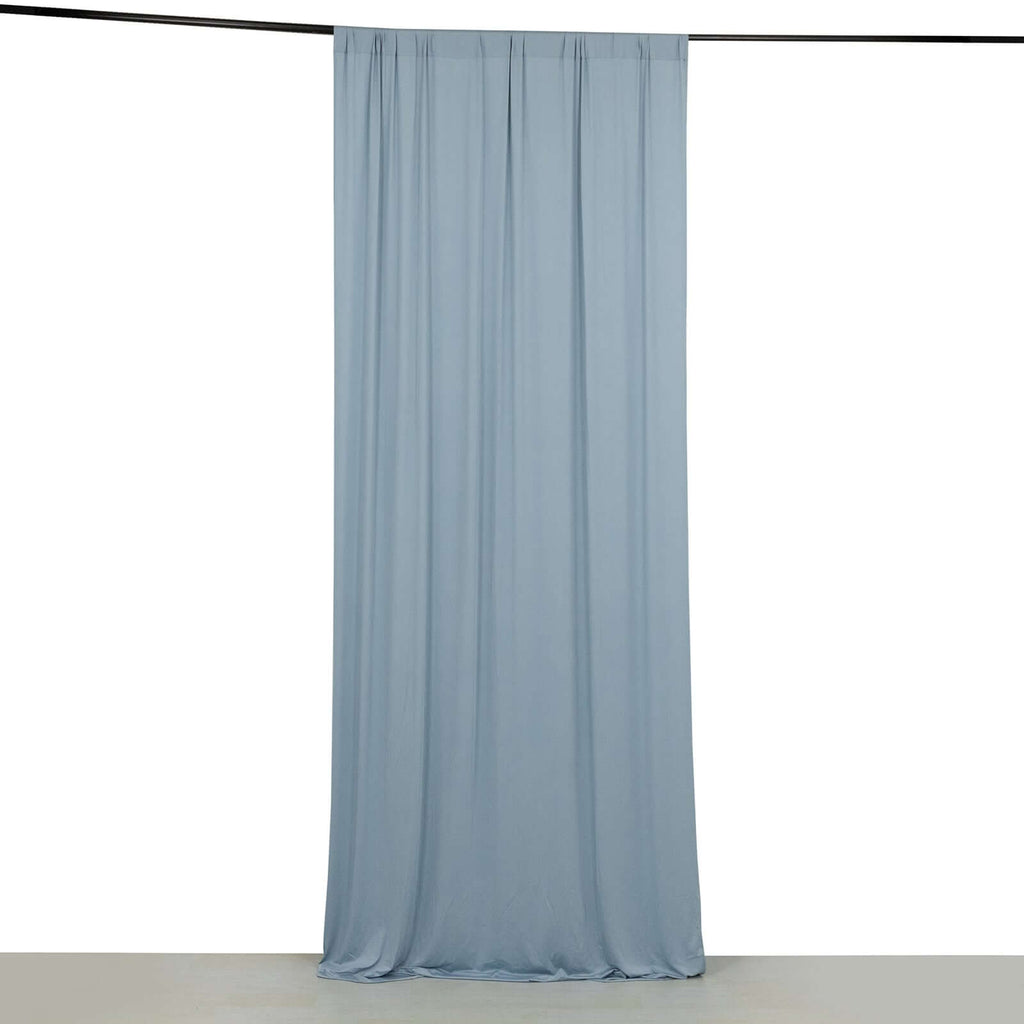 Dusty Blue 4 - Way Stretch Spandex Event Curtain Drapes, Wrinkle Free Backdrop Event Panel with Rod Pockets - 5ftx10ft - Bell Racket Store