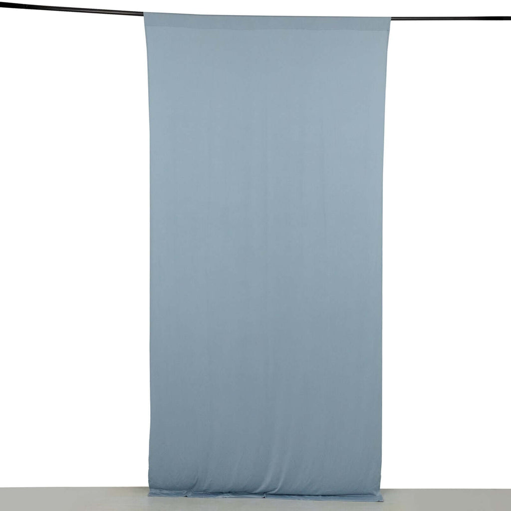 Dusty Blue 4 - Way Stretch Spandex Event Curtain Drapes, Wrinkle Free Backdrop Event Panel with Rod Pockets - 5ftx10ft - Bell Racket Store