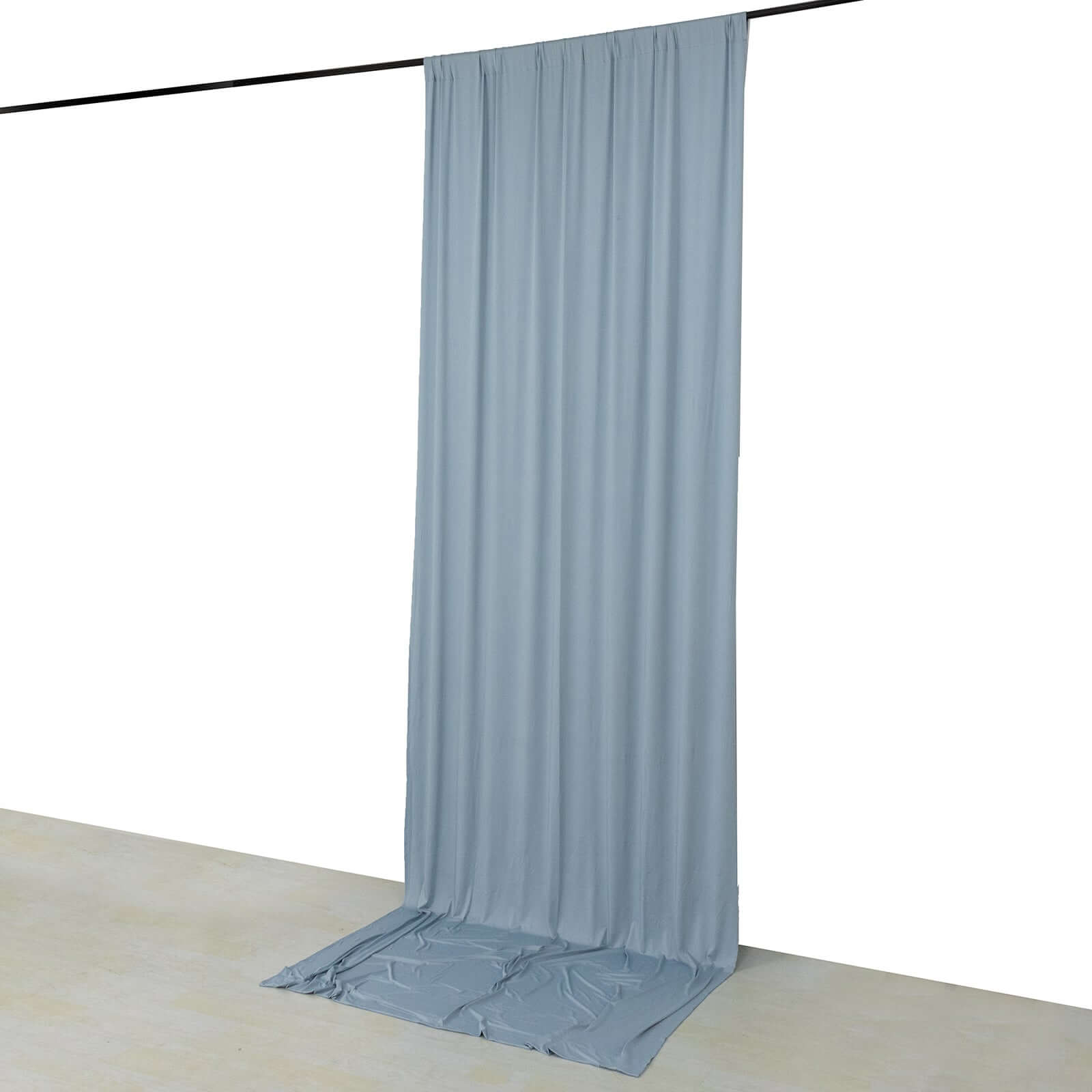 Dusty Blue 4 - Way Stretch Spandex Event Curtain Drapes, Wrinkle Free Backdrop Event Panel with Rod Pockets - 5ftx12ft - Bell Racket Store