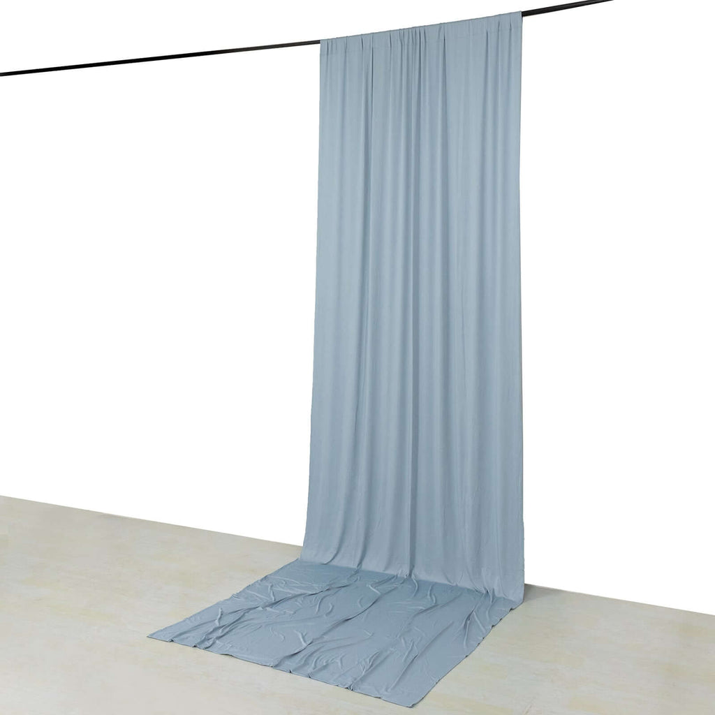 Dusty Blue 4 - Way Stretch Spandex Event Curtain Drapes, Wrinkle Free Backdrop Event Panel with Rod Pockets - 5ftx14ft - Bell Racket Store