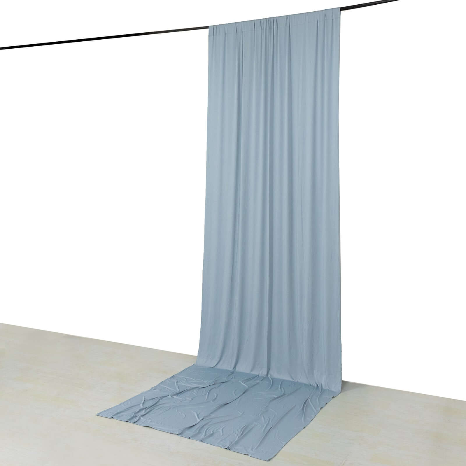 Dusty Blue 4 - Way Stretch Spandex Event Curtain Drapes, Wrinkle Free Backdrop Event Panel with Rod Pockets - 5ftx14ft - Bell Racket Store