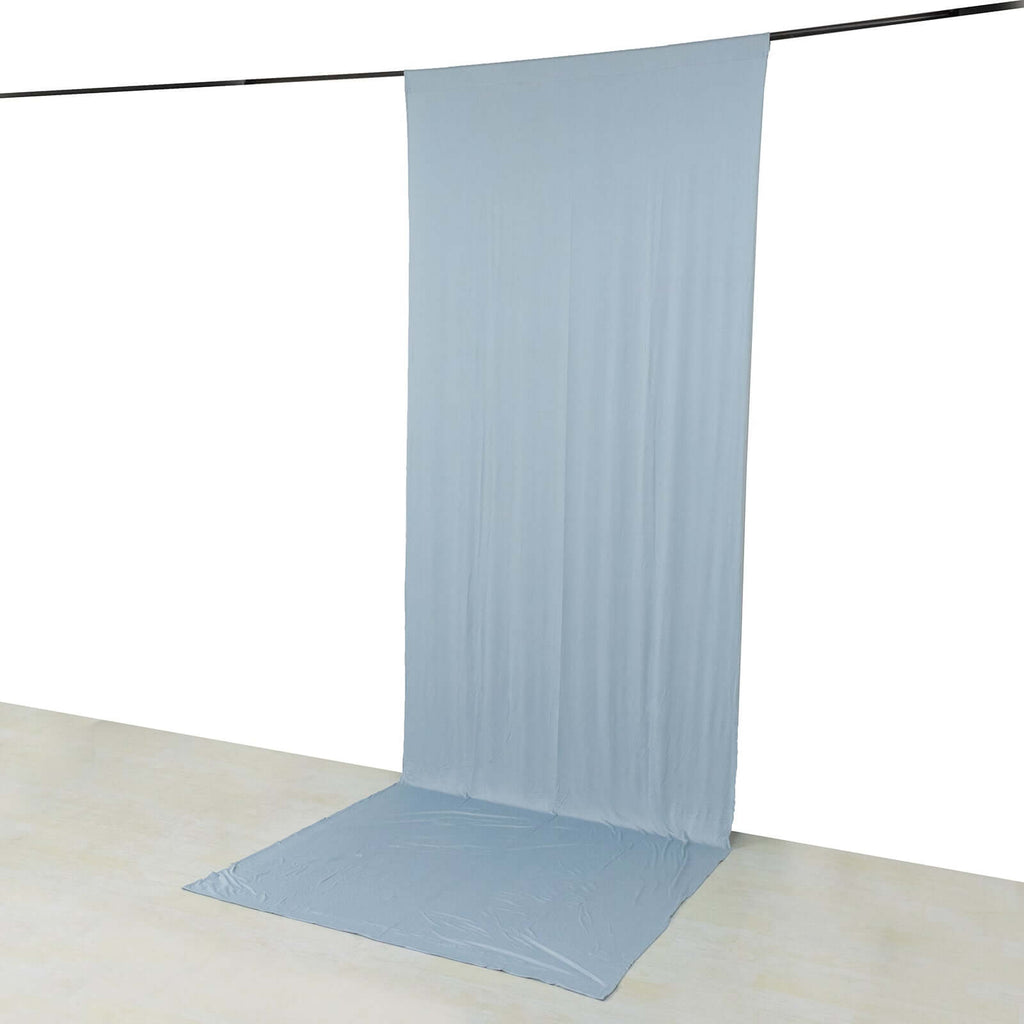 Dusty Blue 4 - Way Stretch Spandex Event Curtain Drapes, Wrinkle Free Backdrop Event Panel with Rod Pockets - 5ftx14ft - Bell Racket Store