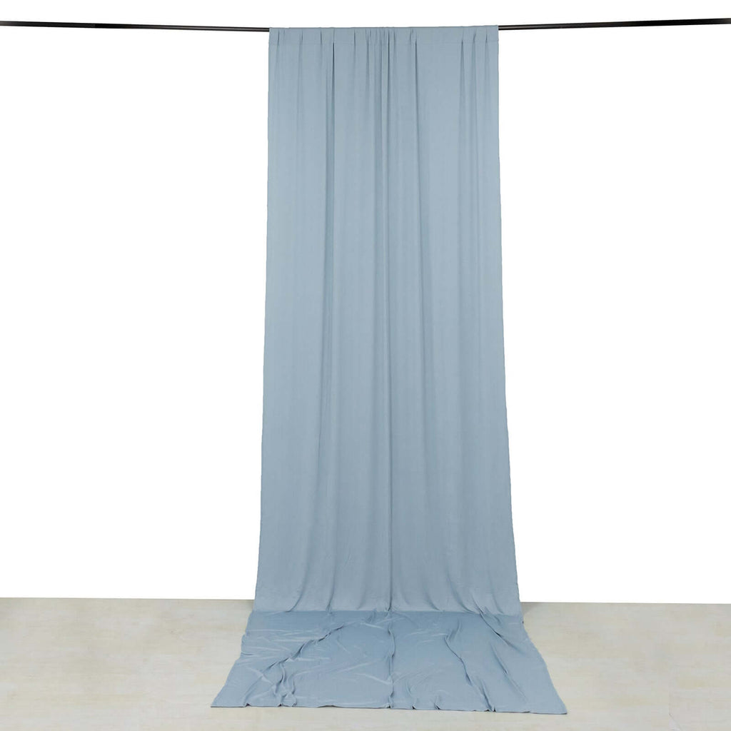 Dusty Blue 4 - Way Stretch Spandex Event Curtain Drapes, Wrinkle Free Backdrop Event Panel with Rod Pockets - 5ftx14ft - Bell Racket Store
