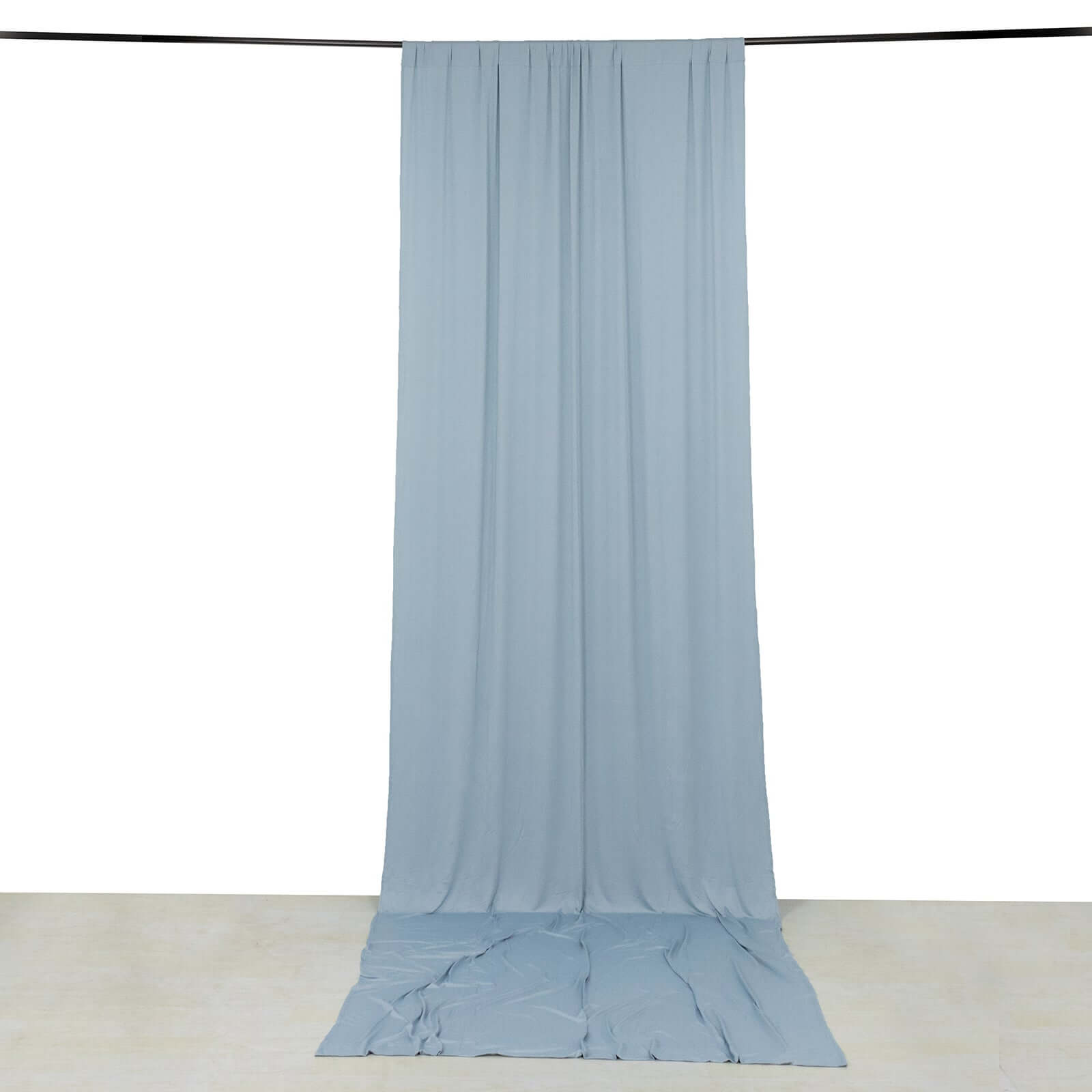 Dusty Blue 4 - Way Stretch Spandex Event Curtain Drapes, Wrinkle Free Backdrop Event Panel with Rod Pockets - 5ftx14ft - Bell Racket Store