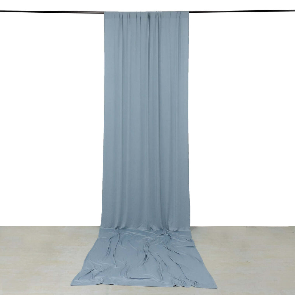 Dusty Blue 4 - Way Stretch Spandex Event Curtain Drapes, Wrinkle Free Backdrop Event Panel with Rod Pockets - 5ftx16ft - Bell Racket Store