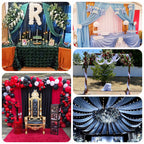 Dusty Blue 4 - Way Stretch Spandex Event Curtain Drapes, Wrinkle Free Backdrop Event Panel with Rod Pockets - 5ftx16ft - Bell Racket Store