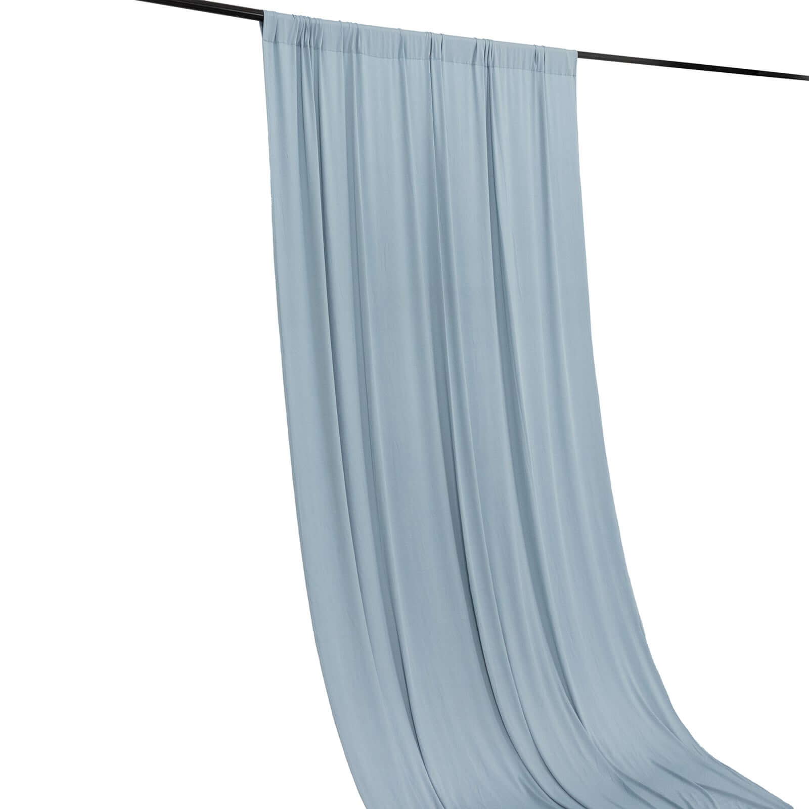 Dusty Blue 4 - Way Stretch Spandex Event Curtain Drapes, Wrinkle Free Backdrop Event Panel with Rod Pockets - 5ftx16ft - Bell Racket Store