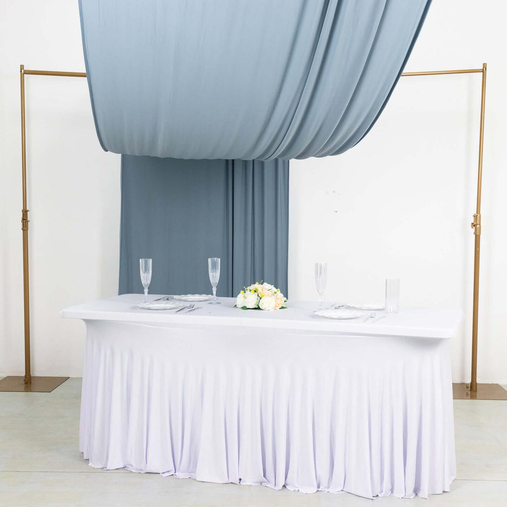 Dusty Blue 4 - Way Stretch Spandex Event Curtain Drapes, Wrinkle Free Backdrop Event Panel with Rod Pockets - 5ftx18ft - Bell Racket Store
