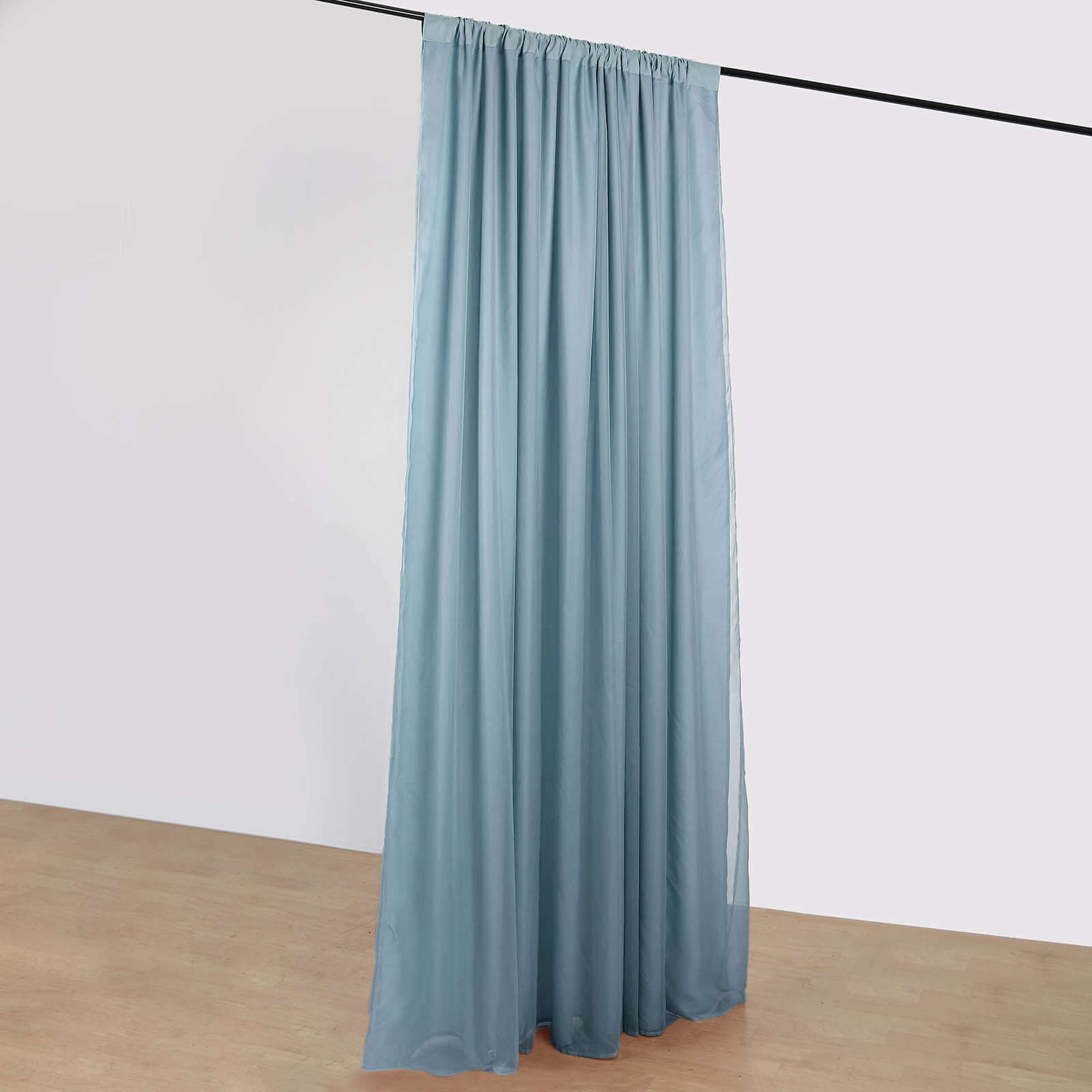 Dusty Blue Chiffon Polyester Event Curtain Drapes, Dual Layer Divider Backdrop Curtain Panels with Rod Pockets - 10ftx10ft - Bell Racket Store