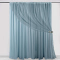 Dusty Blue Chiffon Polyester Event Curtain Drapes, Dual Layer Divider Backdrop Curtain Panels with Rod Pockets - 10ftx10ft - Bell Racket Store