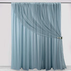 Dusty Blue Chiffon Polyester Event Curtain Drapes, Dual Layer Divider Backdrop Curtain Panels with Rod Pockets - 10ftx10ft - Bell Racket Store