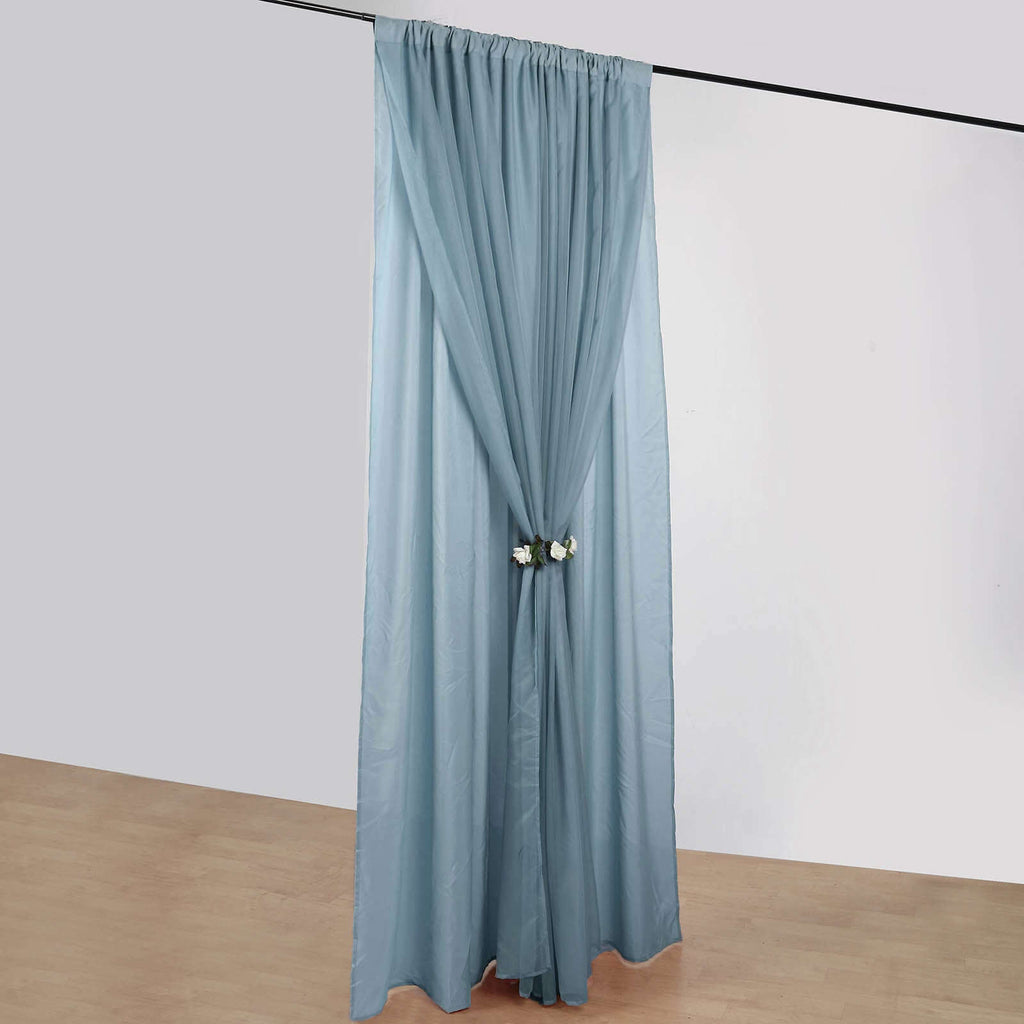 Dusty Blue Chiffon Polyester Event Curtain Drapes, Dual Layer Divider Backdrop Curtain Panels with Rod Pockets - 10ftx10ft - Bell Racket Store