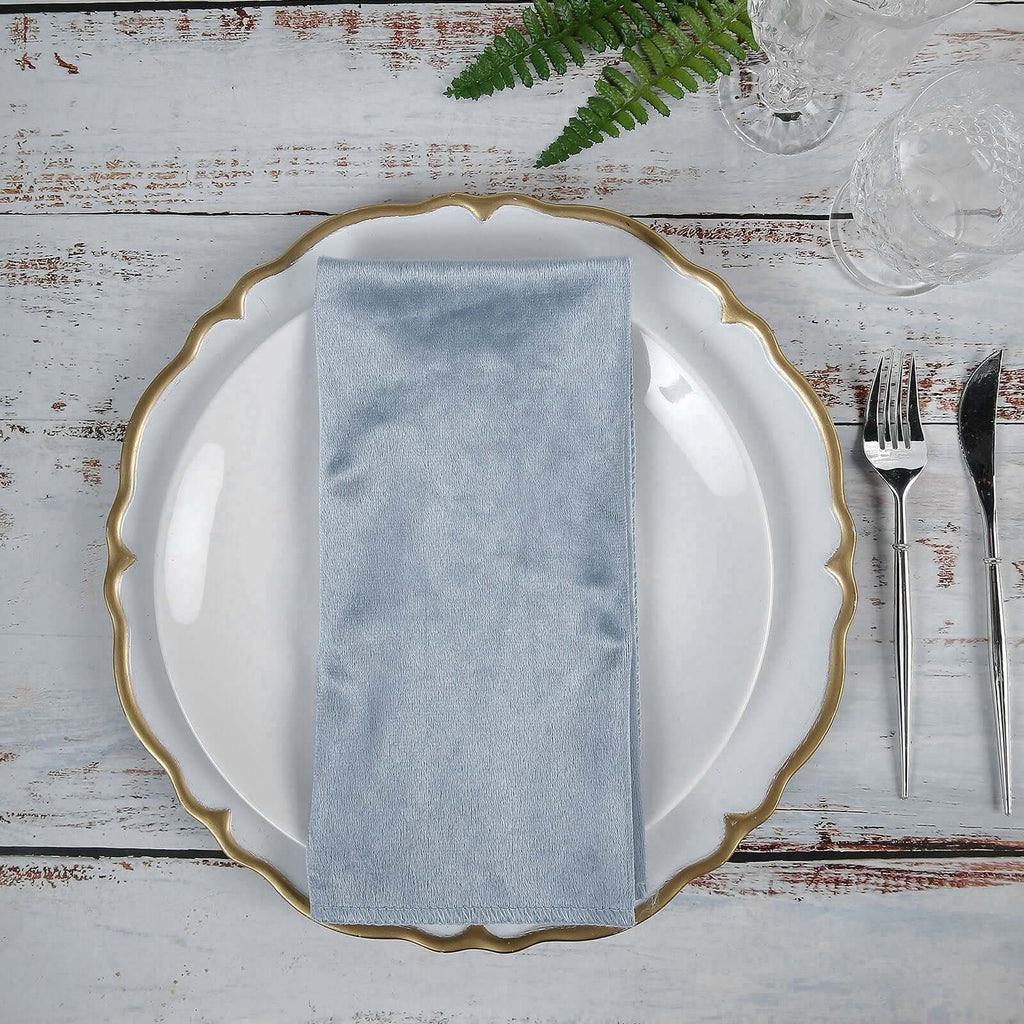 5 Pack Premium Velvet 20"x20" Napkins Dusty Blue - Soft Sheen Finish Cloth Napkins